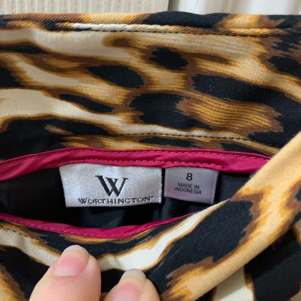 Worthington black cheetah animal print skirt 8 - Picture 3 of 3